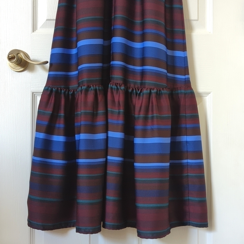 Banana Republic Striped Sleeveless Halter Flounce Hem A-Line Midi Dress Maroon S - Picture 14 of 15